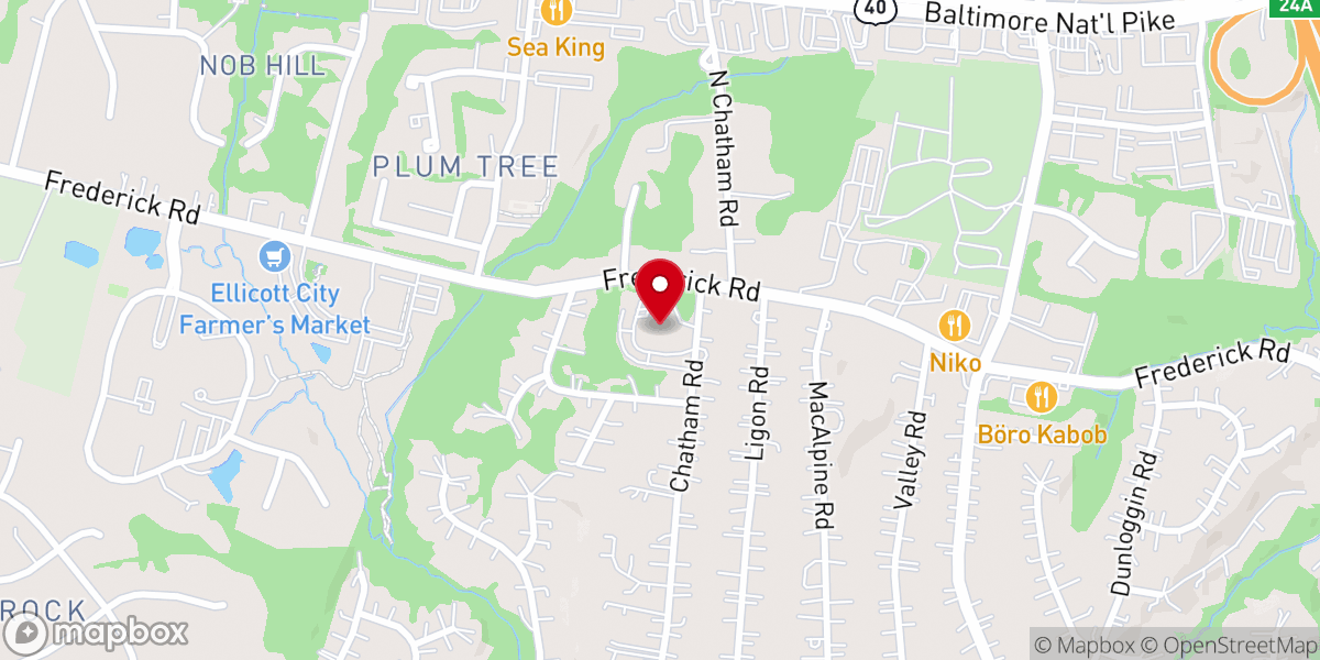 Map showing location of First Evangelical Lutheran Church