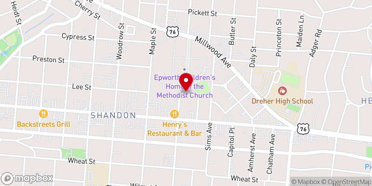 Map showing location of Epworth Memorial Church