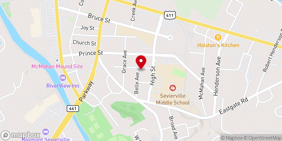Map showing location of First Presbyterian Church