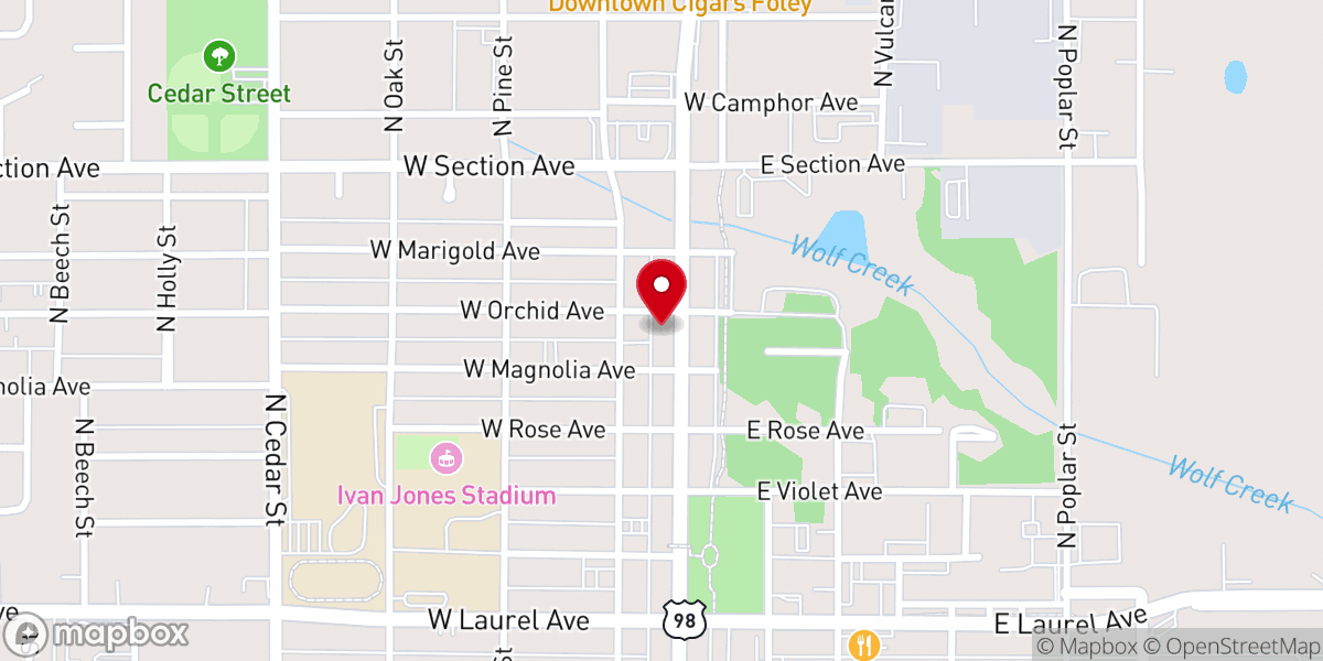 Map showing location of South Baldwin Church of Christ