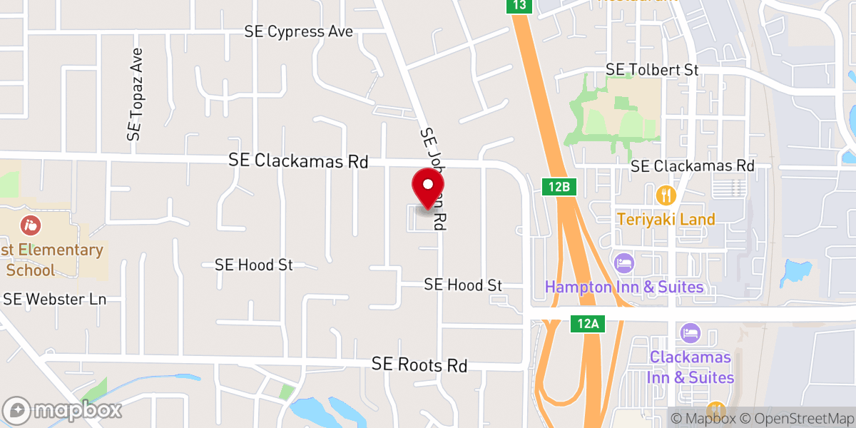 Map showing location of Clackamas Bible Church