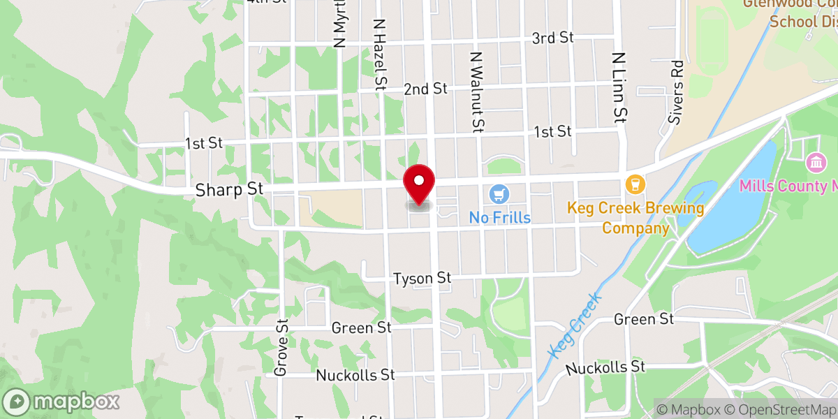 Map showing location of Glenwood Evangelical Free Church