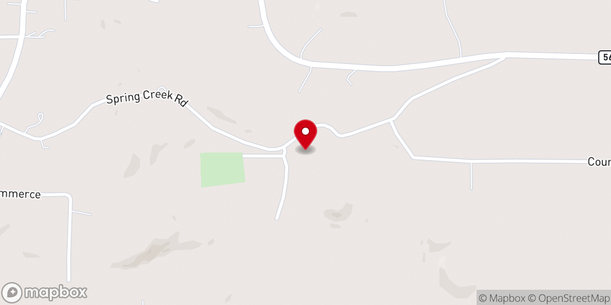 Map showing location of Spring Creek Methodist Church