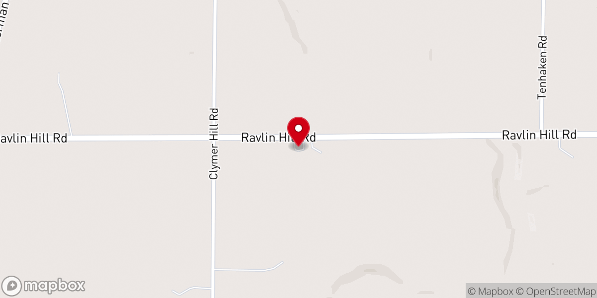 Map showing location of Clymer Hill Church