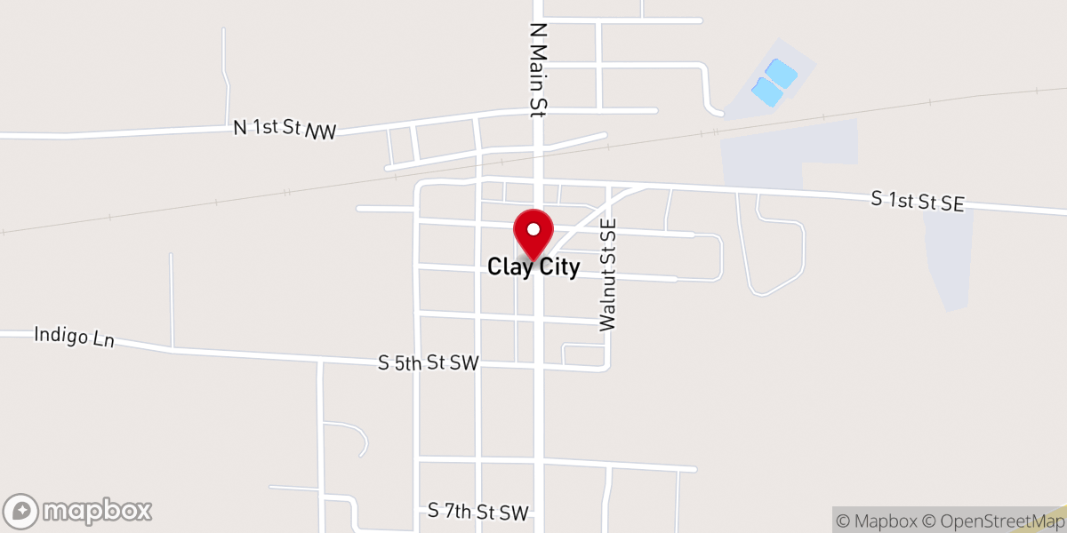 Map showing location of Hoosier Prairie Baptist Church