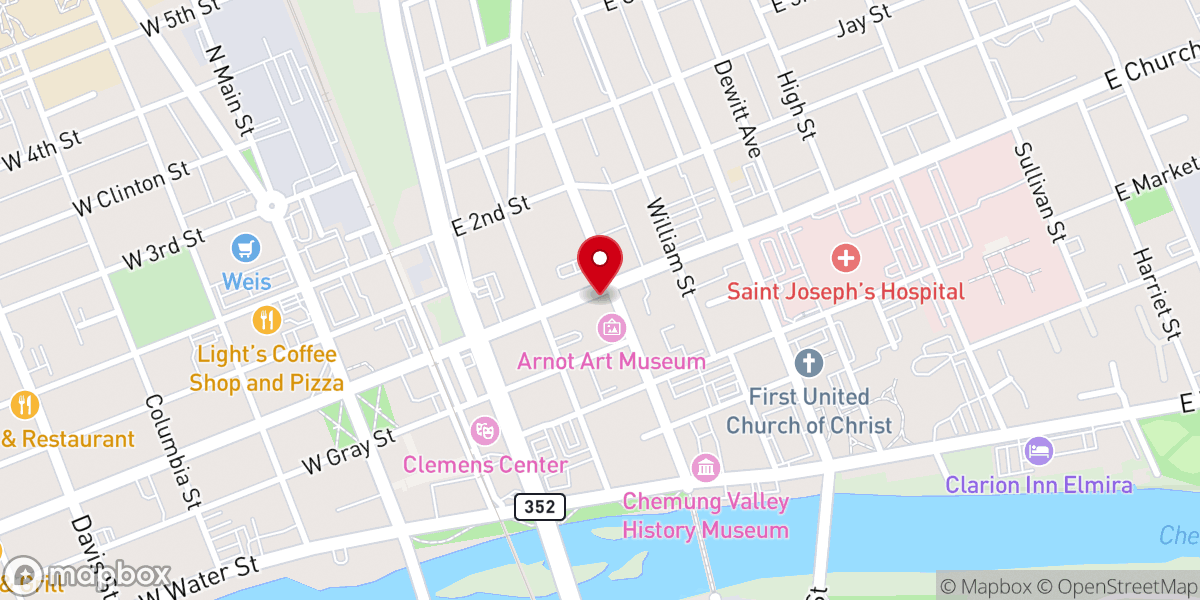 Map showing location of Elmira City Club