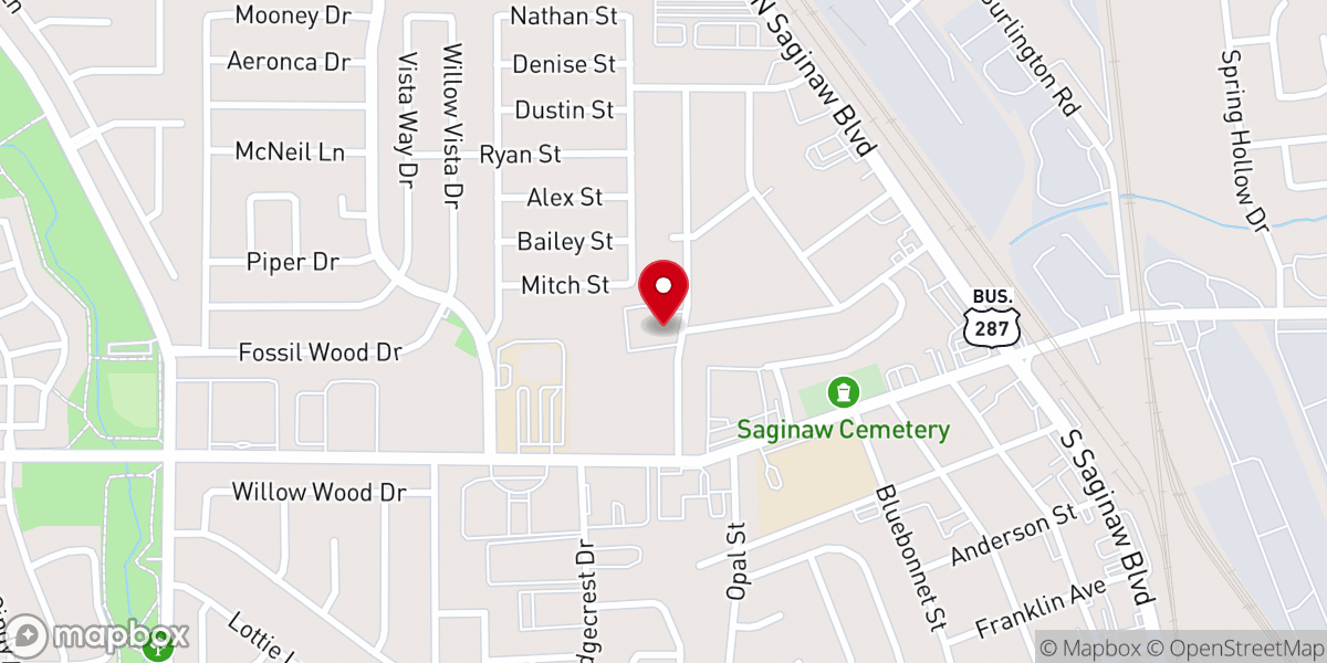 Map showing location of Saginaw Church of Christ