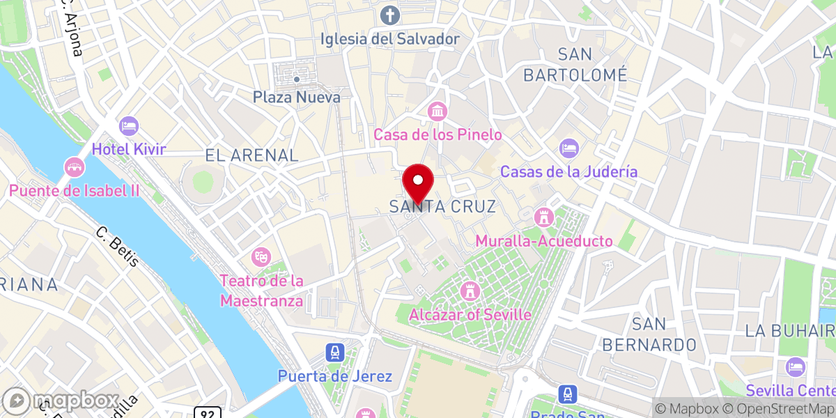 Map showing location of Oficina de Turismo de Sevilla