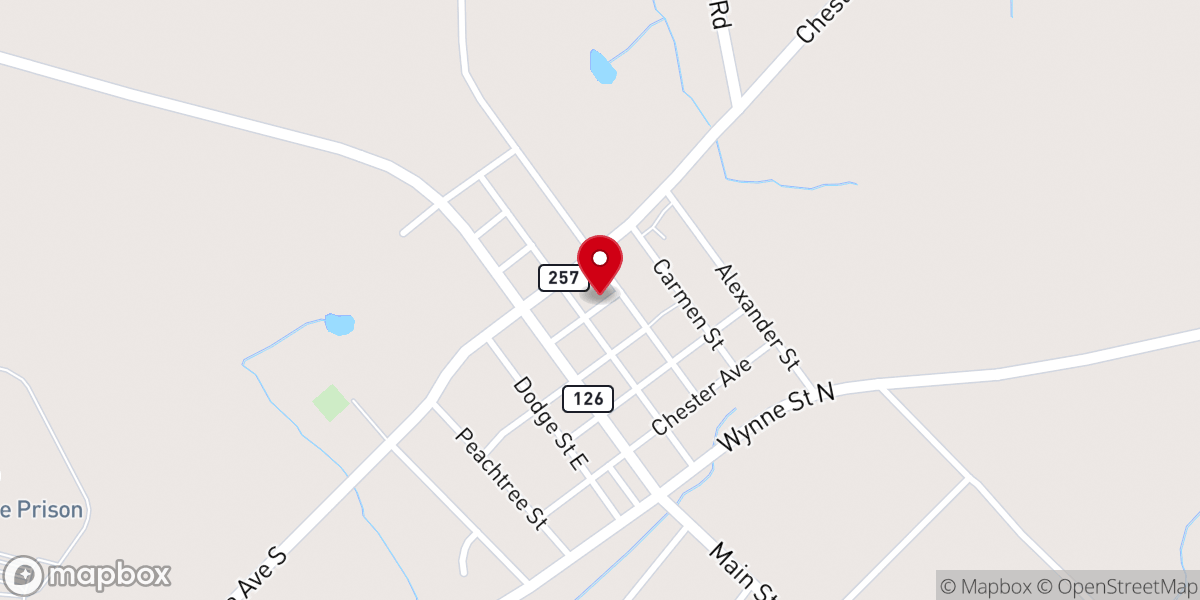 Map showing location of Chester Baptist Church