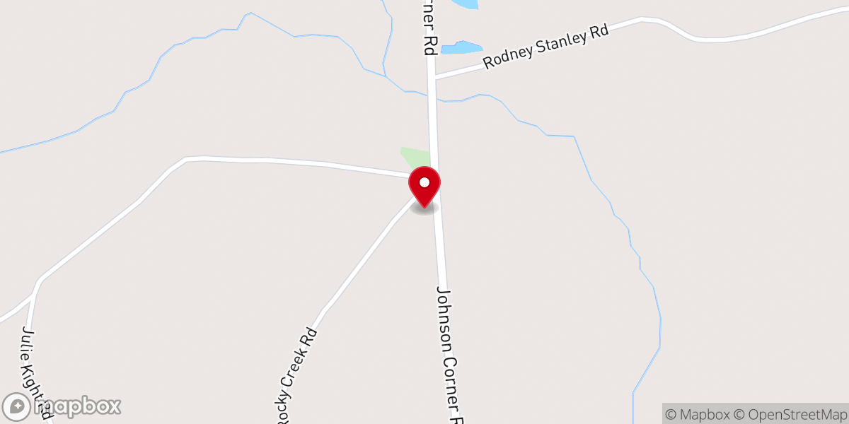 Map showing location of Rocky Creek Baptist Church