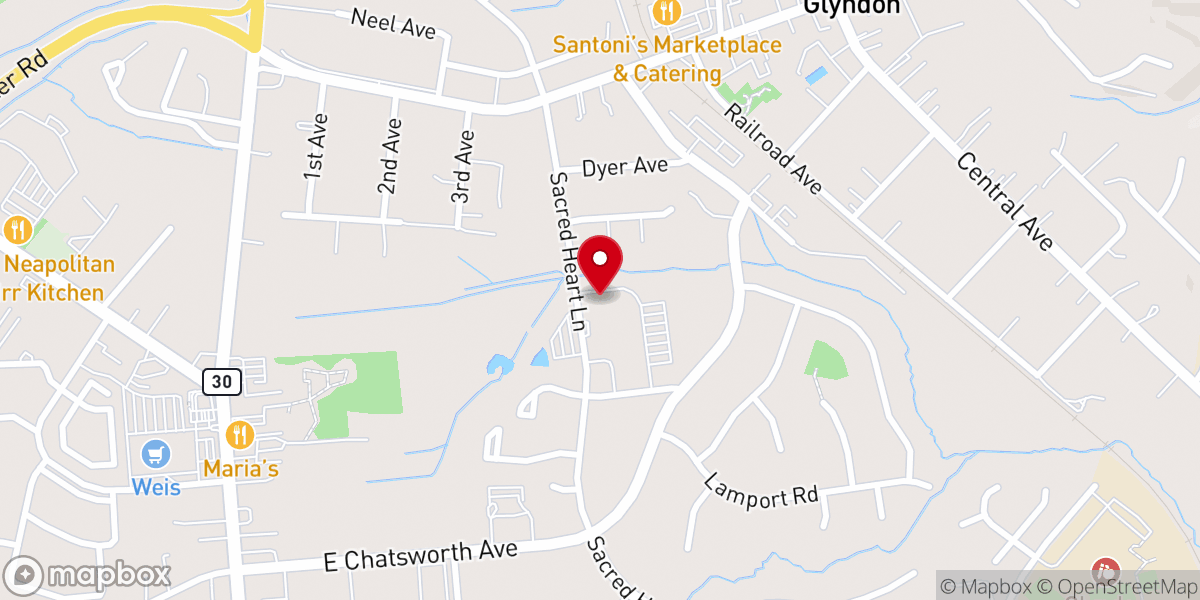 Map showing location of Sacred Heart Roman Catholic Church