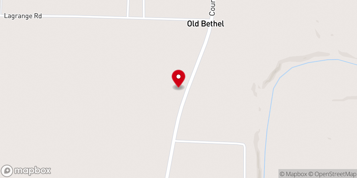 Map showing location of Old Bethel Baptist Church