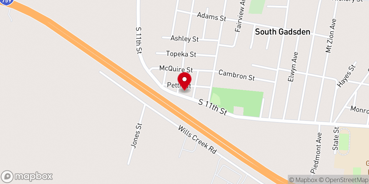Map showing location of Damascus Baptist Church