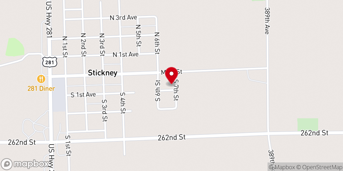 Map showing location of Stickney United Methodist Church