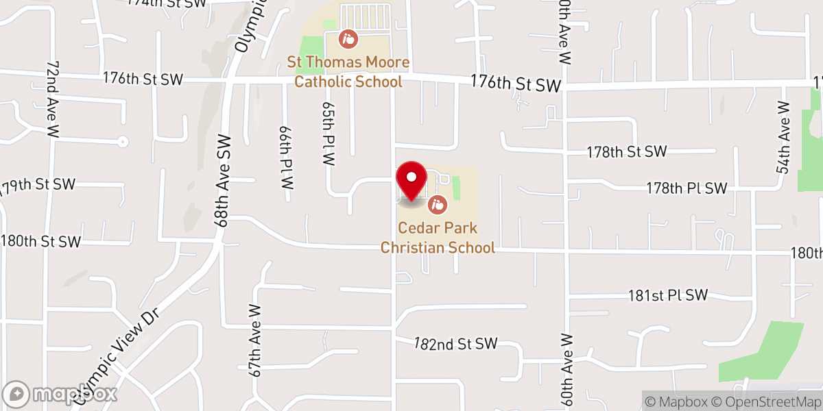 Map showing location of Cedar Park Church