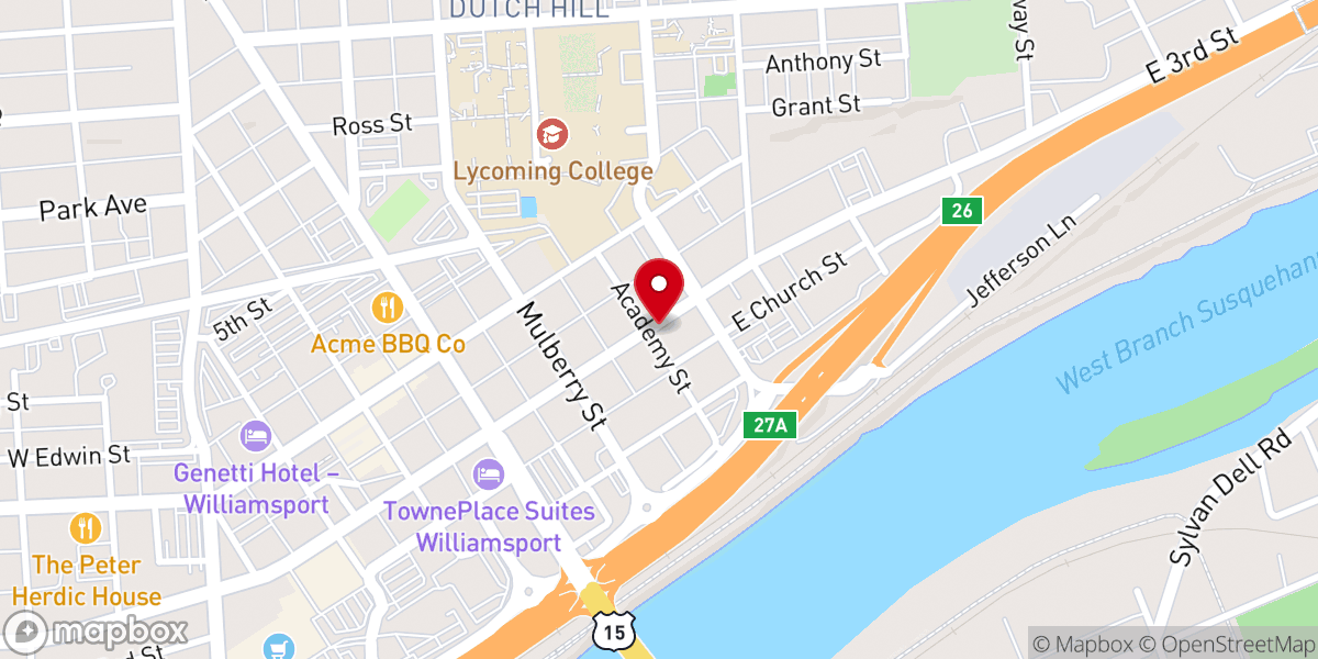 Map showing location of United Churches-Lycoming