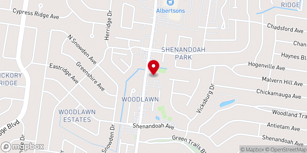 Map showing location of Woodlawn Baptist Church