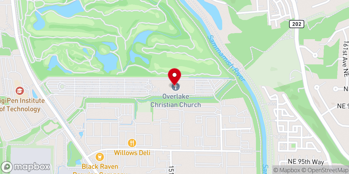 Map showing location of Overlake Christian Church