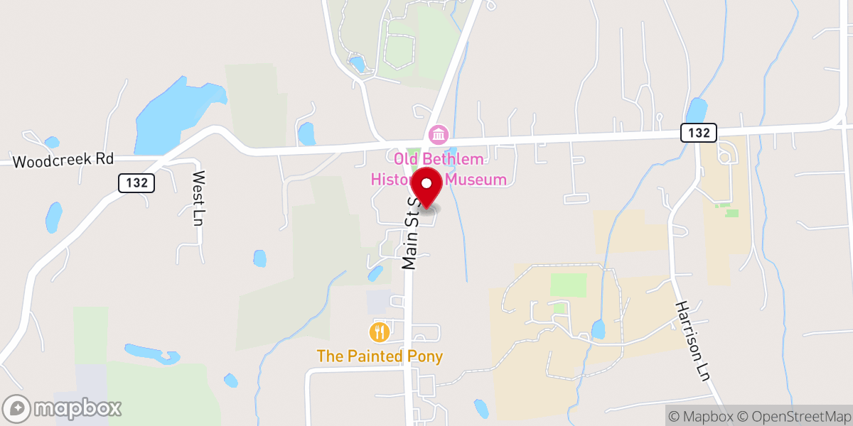 Map showing location of First Church-Bethlehem Church