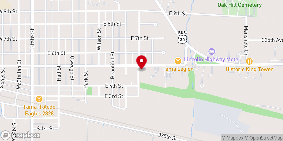 Map showing location of Tama Celebrate Recovery