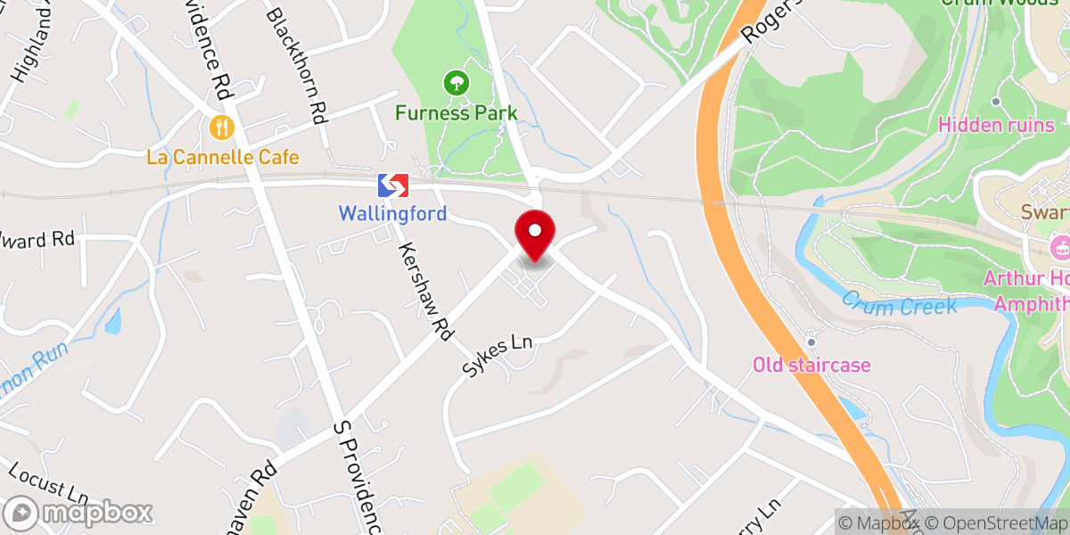 Map showing location of Wallingford Presbyterian Church