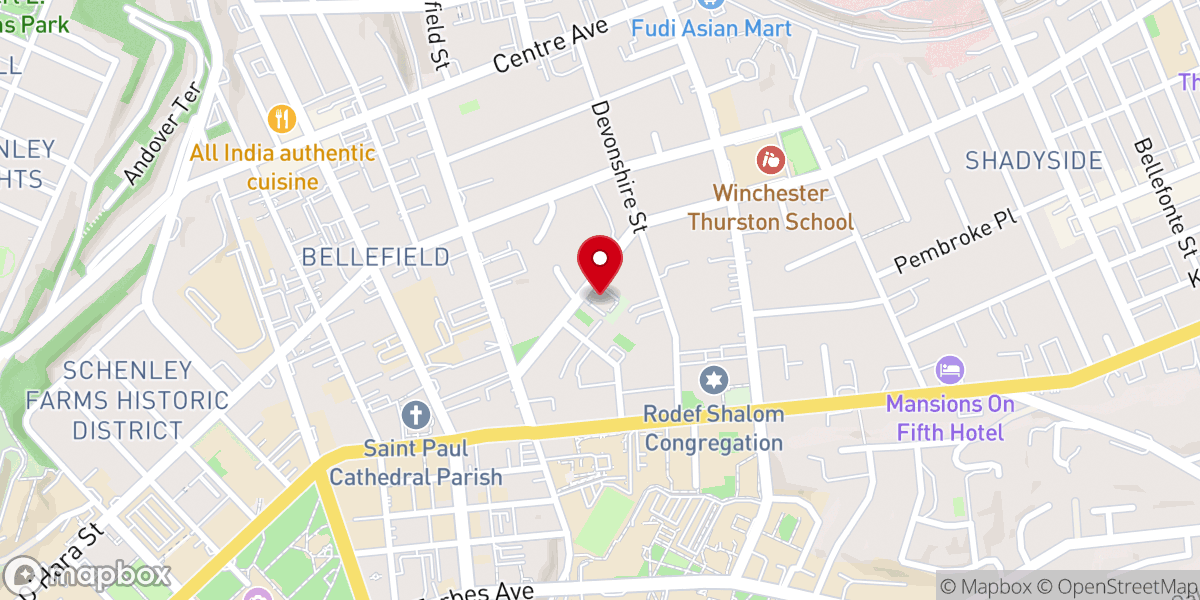 Map showing location of Pittsburgh Friends Meeting House