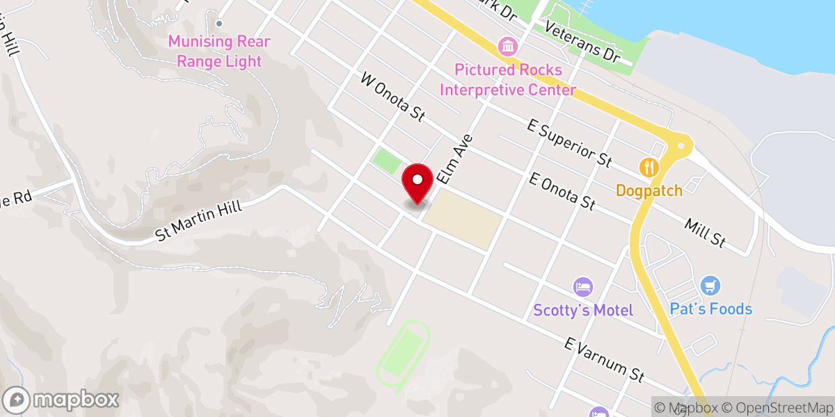 Map showing location of Sacred Heart of Jesus Catholic Church, Munising