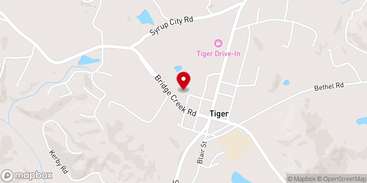 Map showing location of Tiger Baptist Church