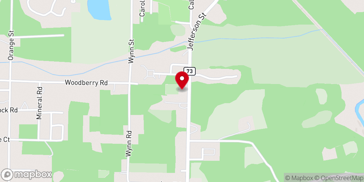 Map showing location of Holly Grove Free Will Baptist Church