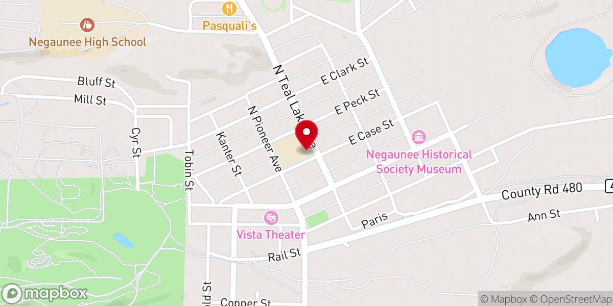 Map showing location of Negaunee Mitchell Campus Marquette Hope
