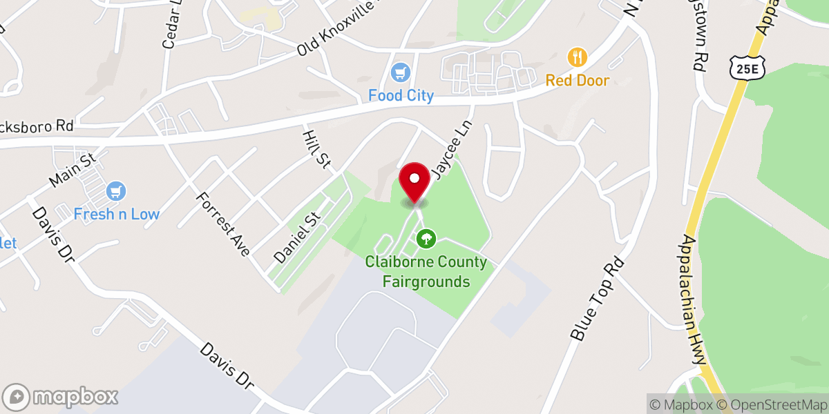 Map showing location of Claiborne County Fair