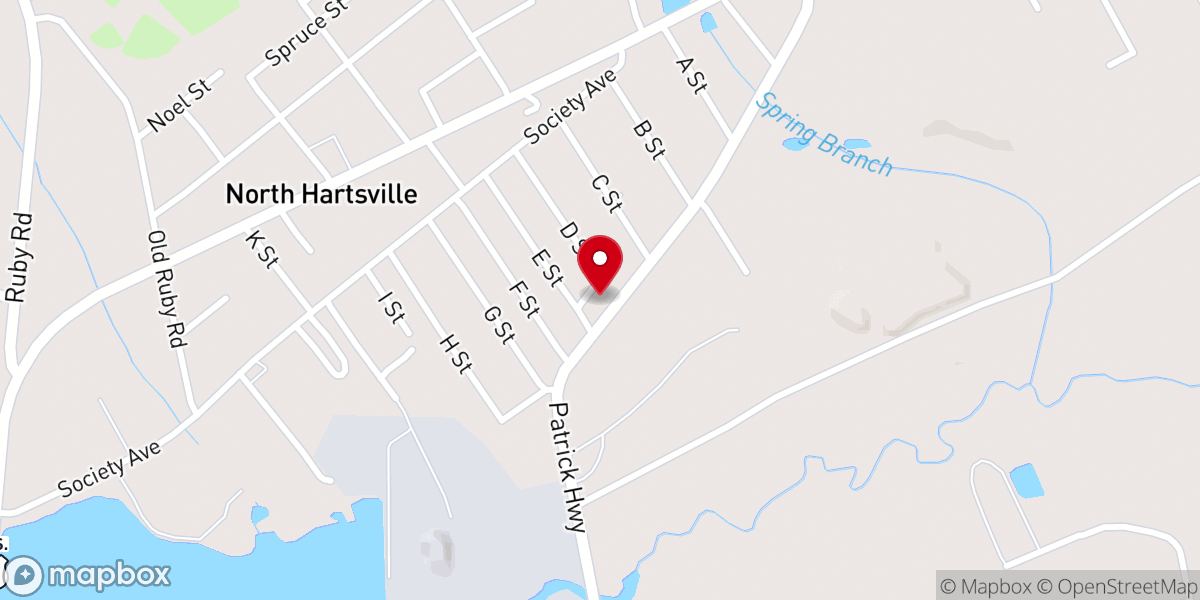 Map showing location of Hartsville Bible Baptist Church