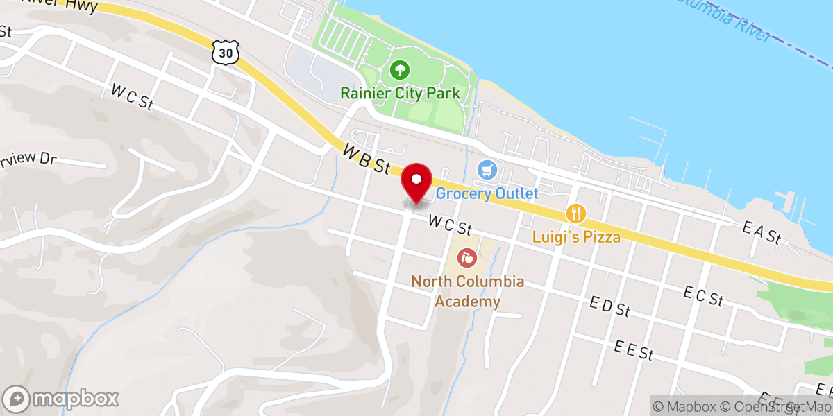 Map showing location of Rainier Community Church-God