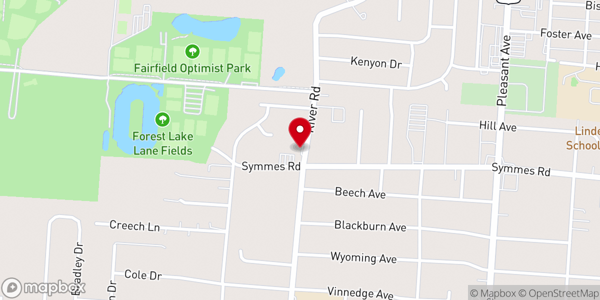 Map showing location of East River Road Baptist Church