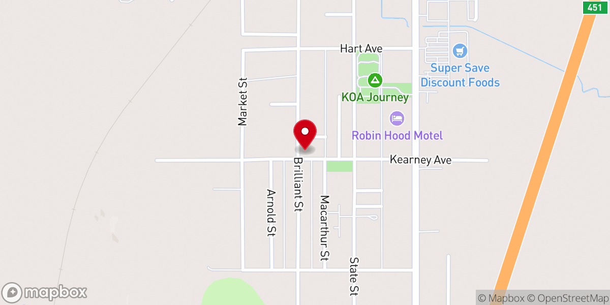 Map showing location of Family Worship Center - Assembly of God