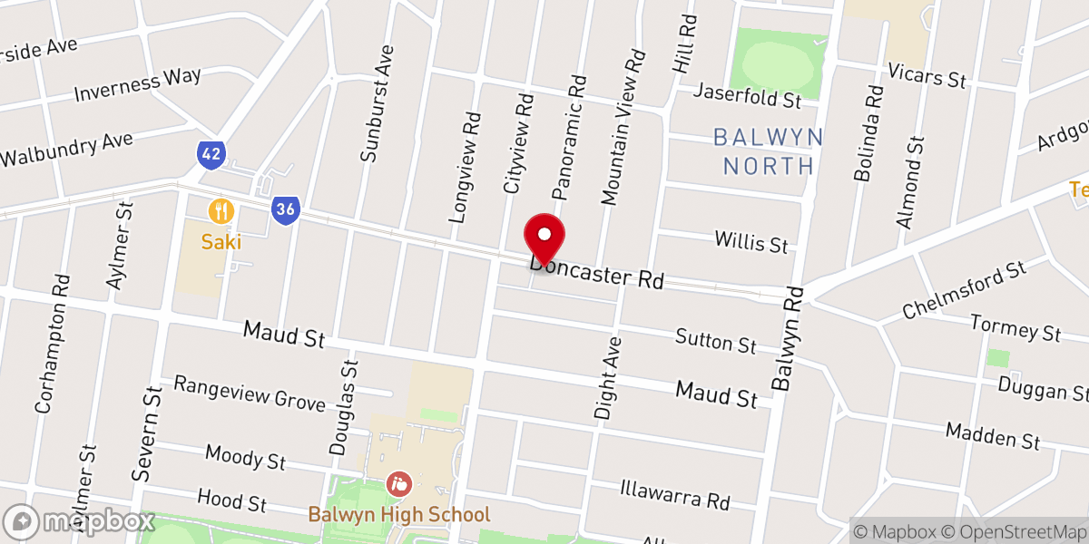 Map showing location of North Balwyn Baptist Church