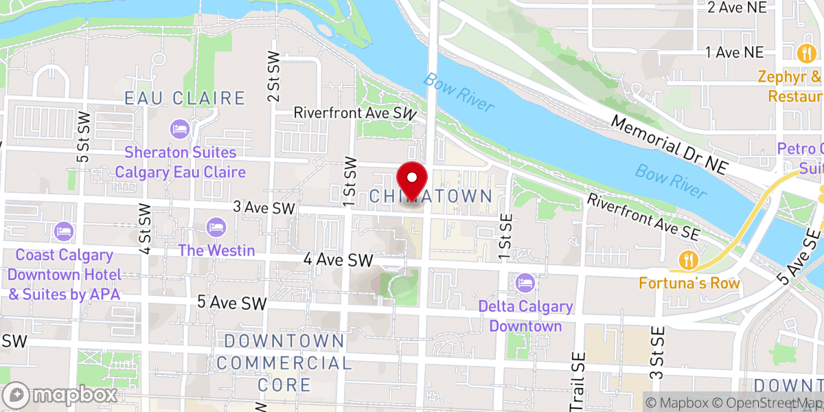 Map showing location of Chinese Christian Mission Of Canada 卡城中信中心