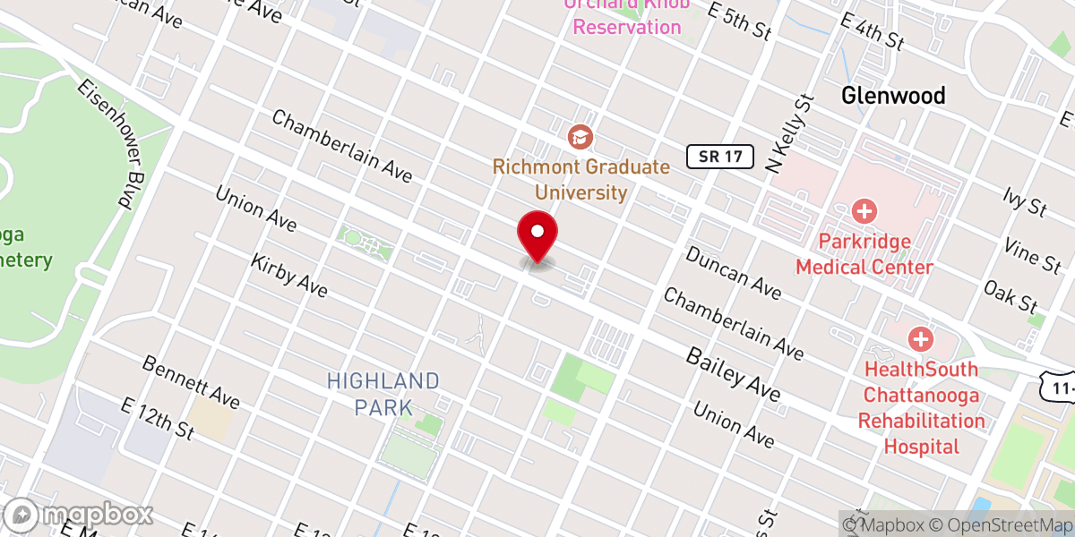 Map showing location of Asbury United Methodist Church