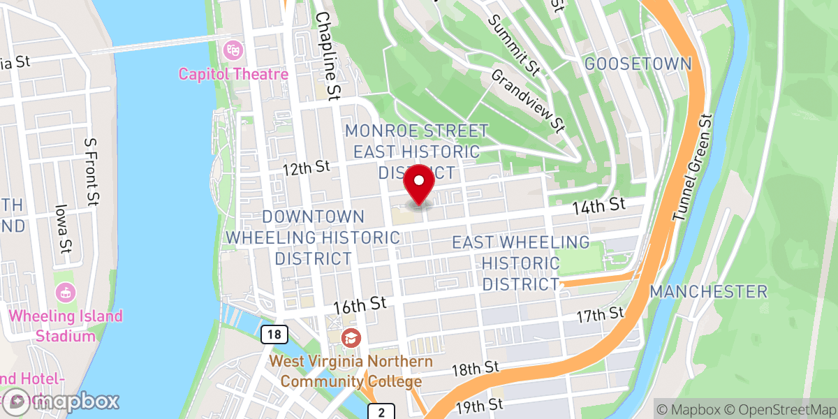 Map showing location of Catholic Diocese of Wheeling