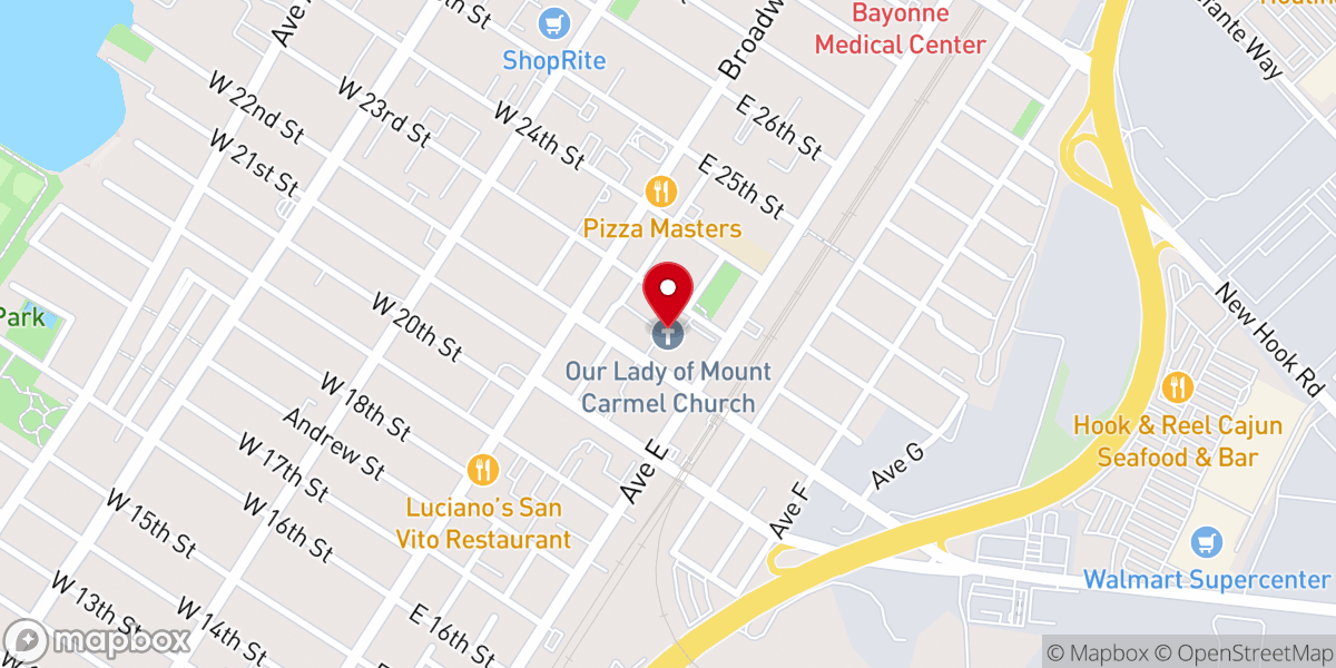 Map showing location of Our Lady of Mount Carmel Church