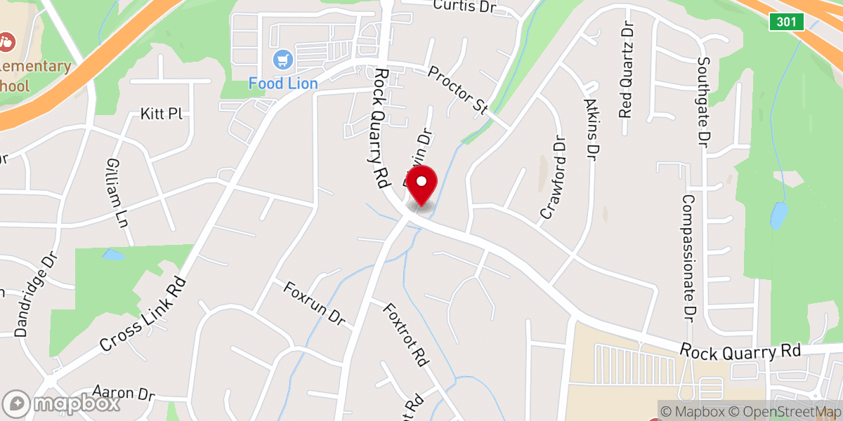 Map showing location of First Trinity Free Will Baptist Church