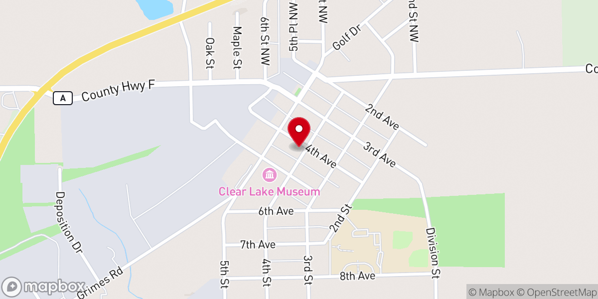 Map showing location of Clear Lake United Methodist Church