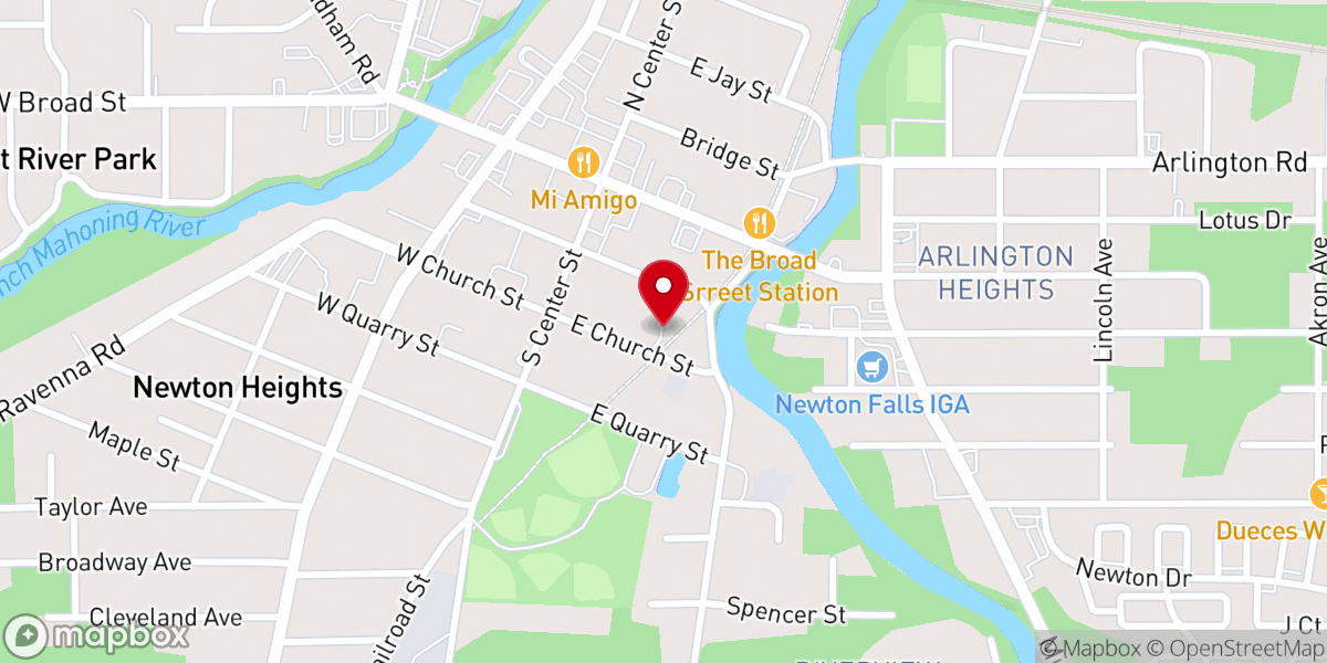 Map showing location of Newton Falls Maintenance Department
