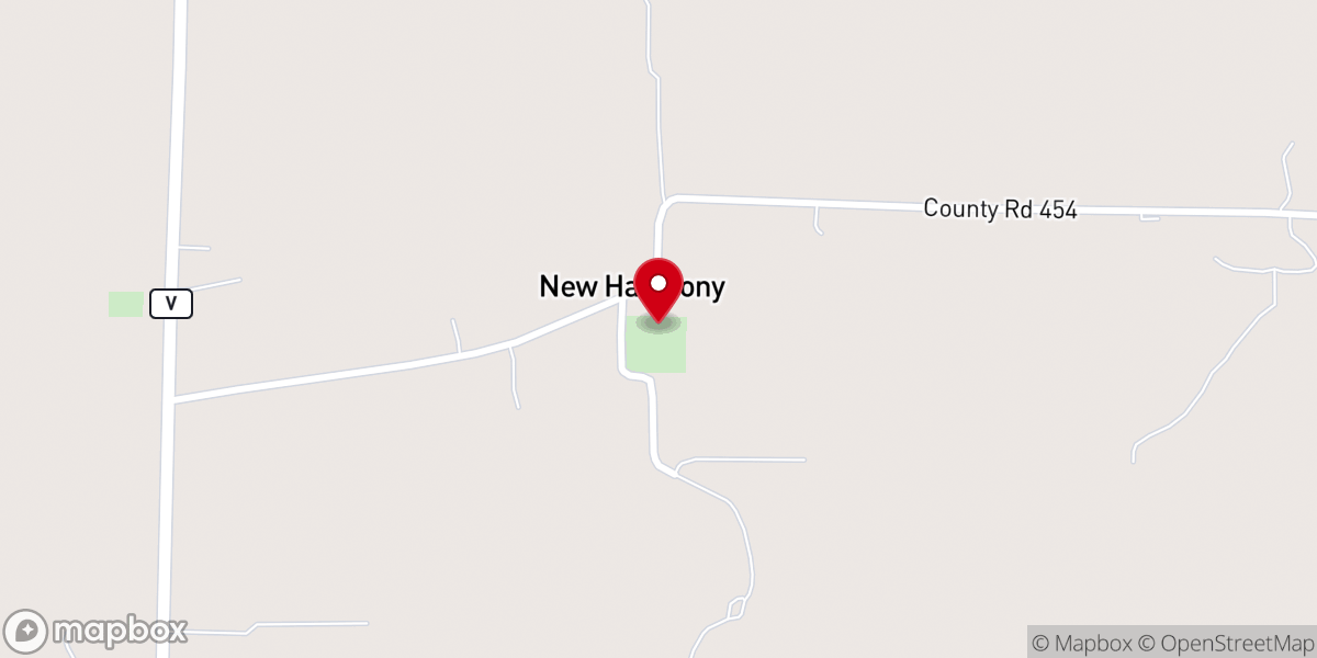 Map showing location of New Harmony Christian Church
