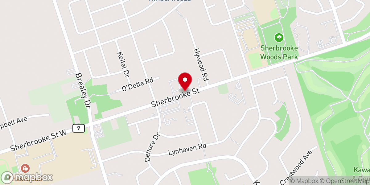 Map showing location of Sherbrooke Heights Alliance Church