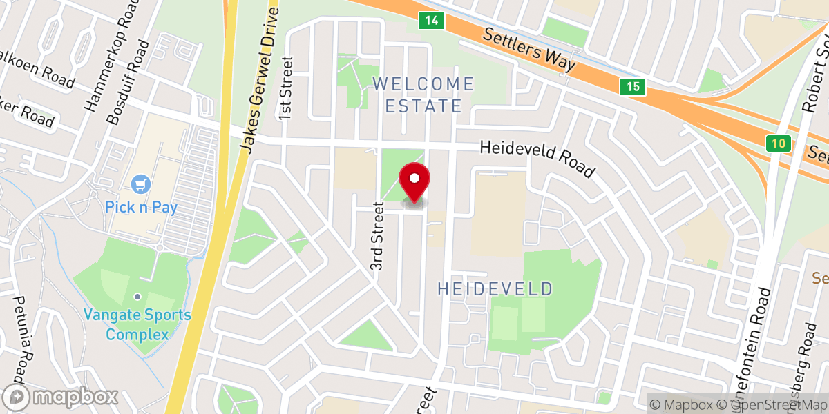 Map showing location of New Apostolic Church Welcome Estate