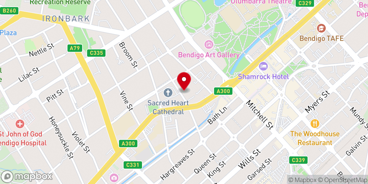 Map showing location of Sacred Heart Cathedral Presbytery Office