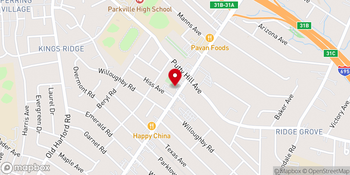Map showing location of Hiss United Methodist Church