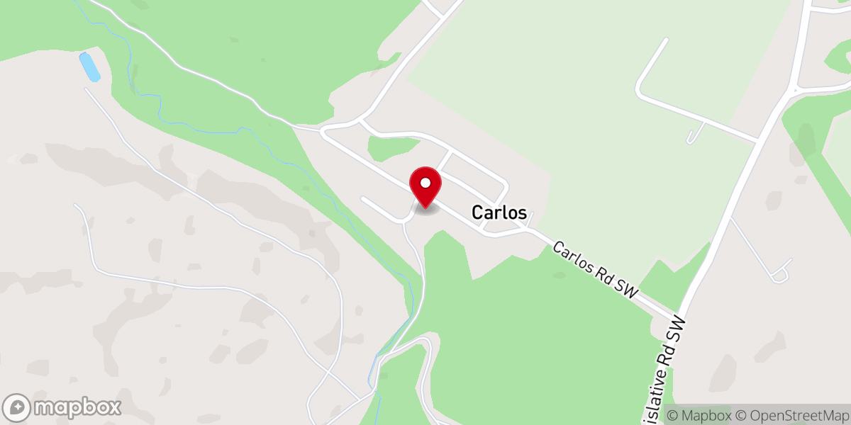 Map showing location of Carlos United Methodist Church