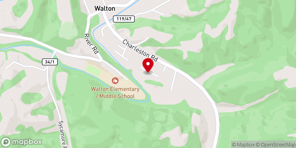 Map showing location of Walton Baptist Church